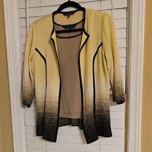 Ming Wang 2 Pieces Yellow Black Gradient Cardigan Sweater And Top